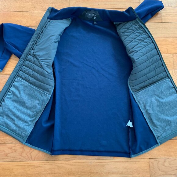 Greyson Yukon Hybrid Full Zip Midlayer Jacket Mens M Quilted Golf Blue Gray - Picture 7 of 12